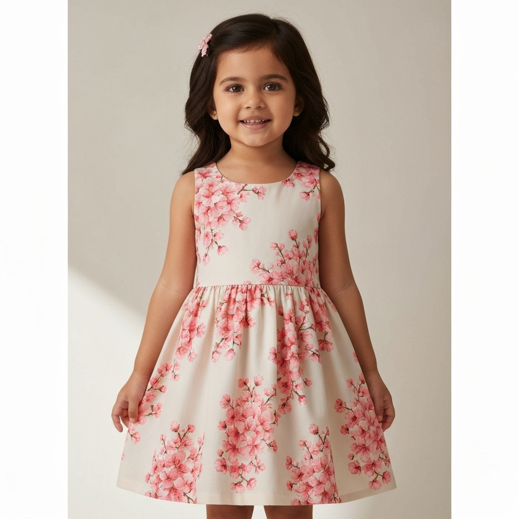 Dress Pesta Anak Perempuan Motif Bunga