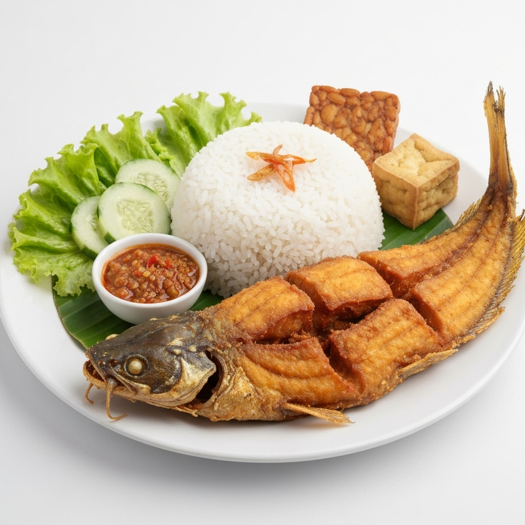 Pecel Lele Sambal Bawang Komplit