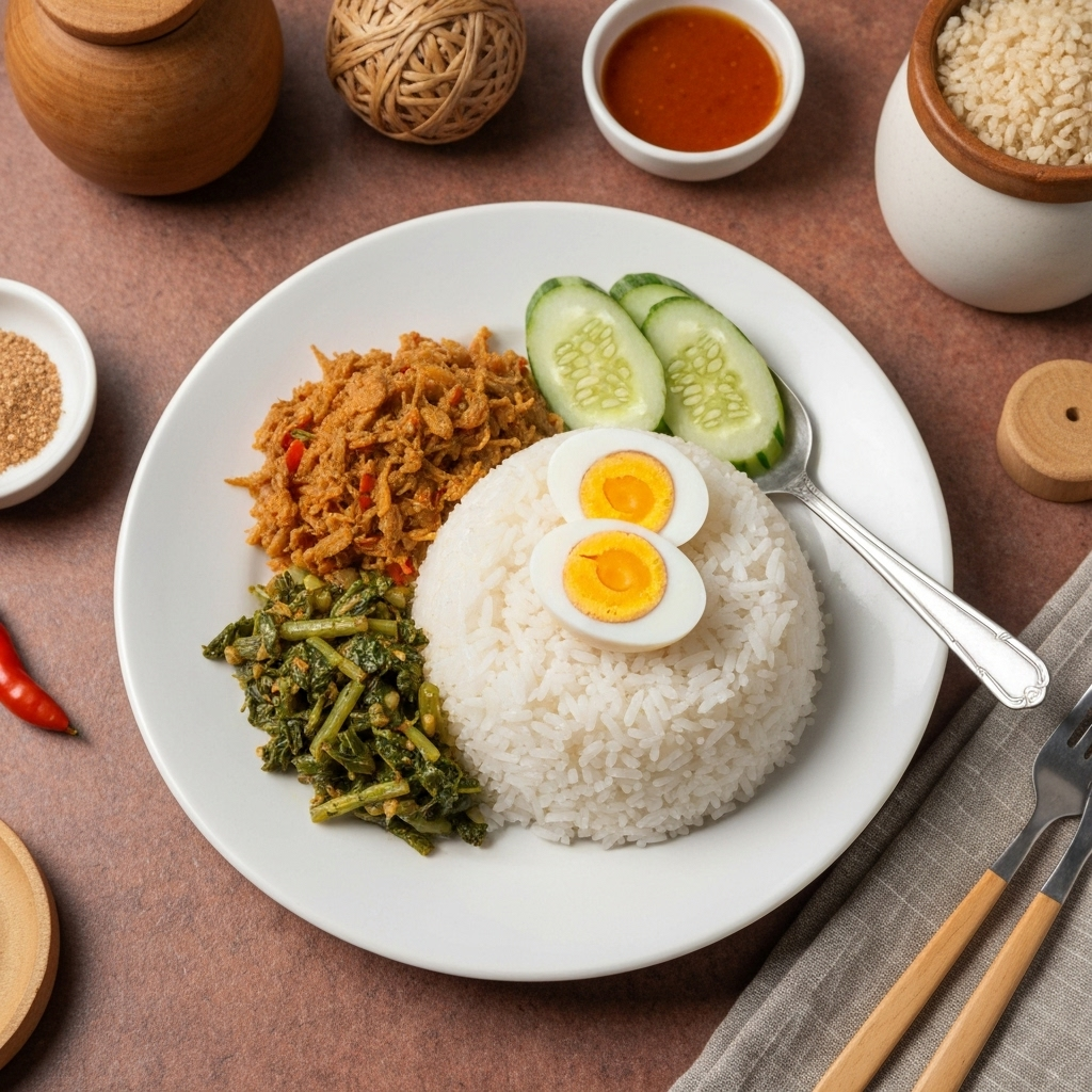 Paket Nasi Telur Balado & Tumis Kangkung