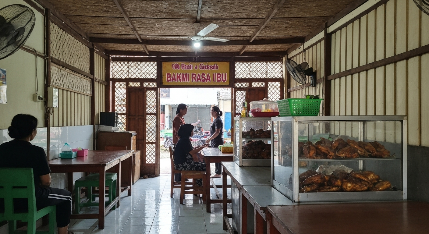 Bakmi lezat disajikan di mangkok